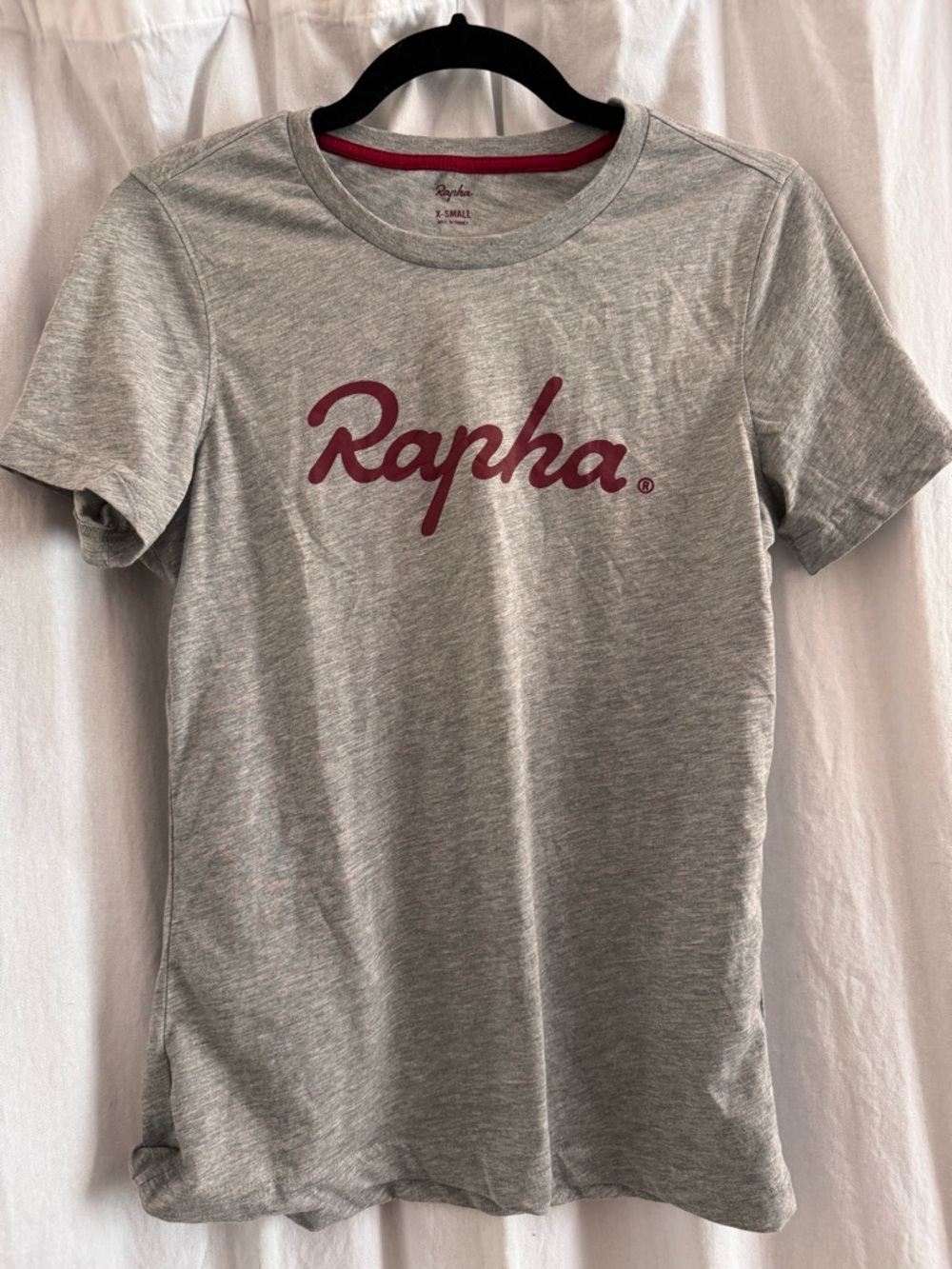 Rapha Grey Tee with Burgundy Logo - XS